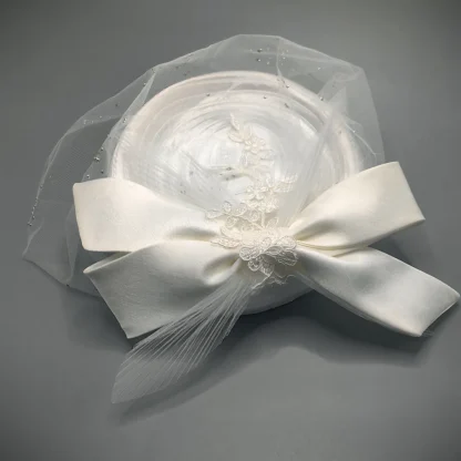 Elegant White Cocktail Hat for Wedding - Image 4