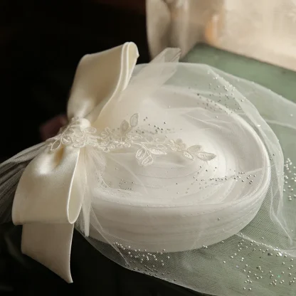 Elegant White Cocktail Hat for Wedding - Image 6