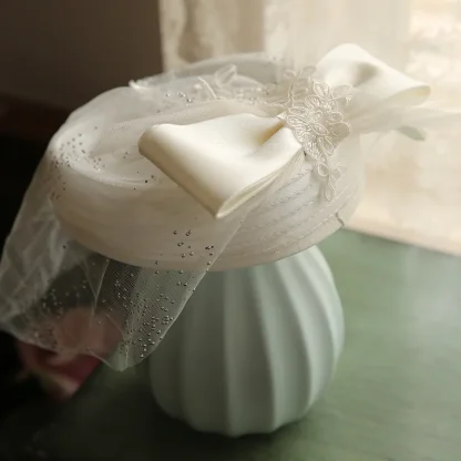 Elegant White Cocktail Hat for Wedding - Image 7