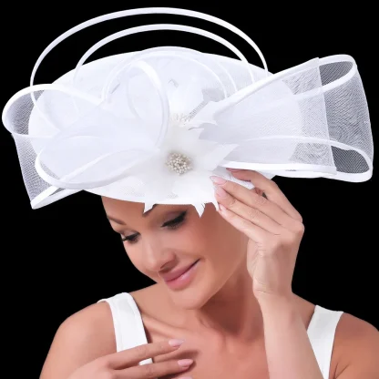 Elegant Big Bow Disc Cocktail Hat - Image 9