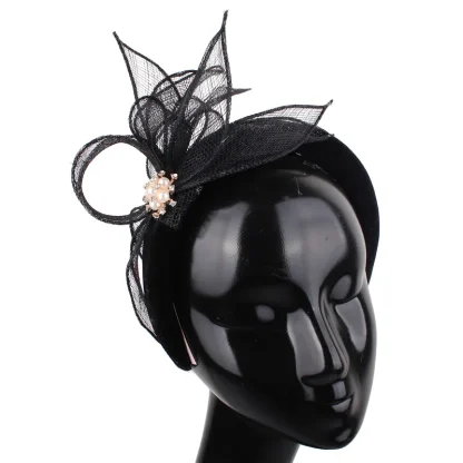 Fancy Head Band Fascinator with Beaded Decor - Image 2