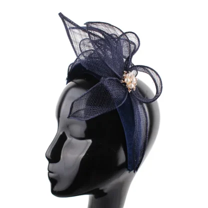 Fancy Head Band Fascinator with Beaded Decor - Image 3