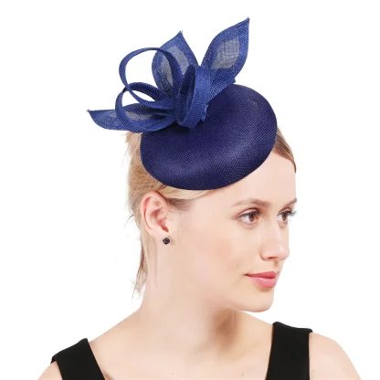 Round Plain Color Sinamay Headpiece - Image 8