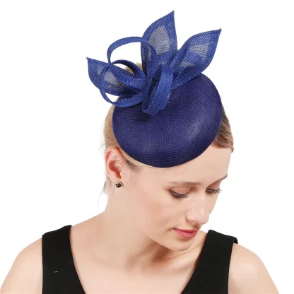 Round Plain Color Sinamay Headpiece - Image 7