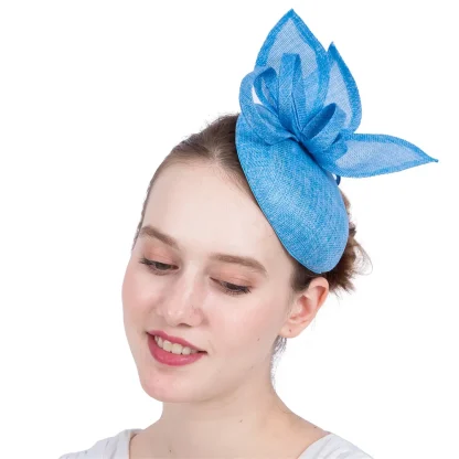 Round Plain Color Sinamay Headpiece - Image 6