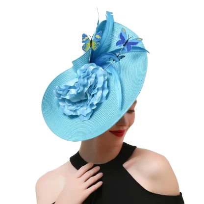 Cocktail Hat with Floral and Butterfly Decor - Image 5