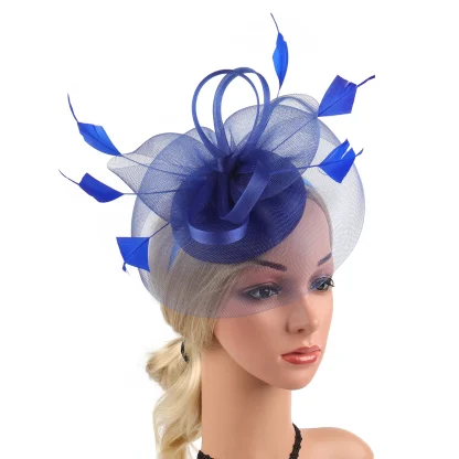 Mesh Fascinator with Faux Feather Design - Image 9