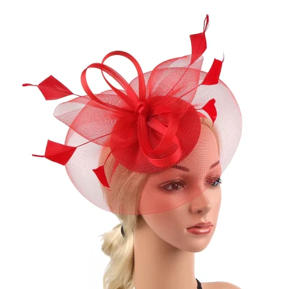 Mesh Fascinator with Faux Feather Design - Image 11