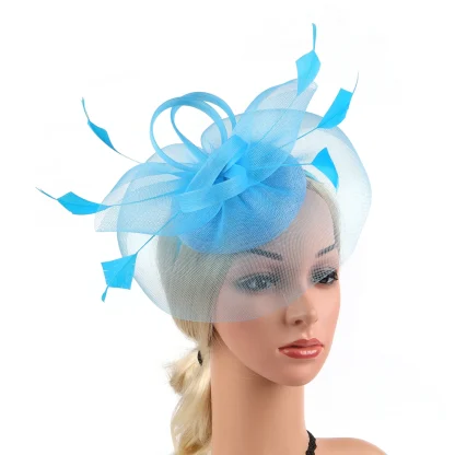 Mesh Fascinator with Faux Feather Design - Image 15