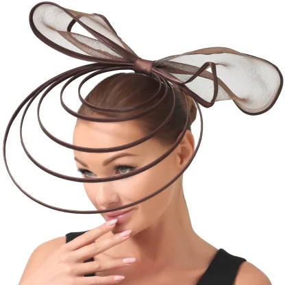 Large Bow Fascinator with Multilayered Decor - Image 11