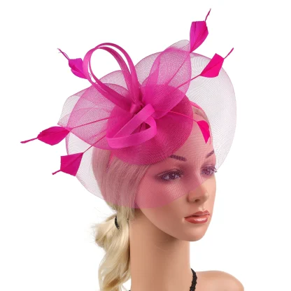 Mesh Fascinator with Faux Feather Design - Image 10