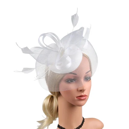 Mesh Fascinator with Faux Feather Design - Image 2