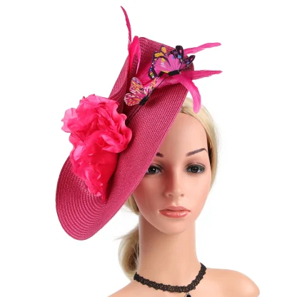 Cocktail Hat with Floral and Butterfly Decor - Image 10