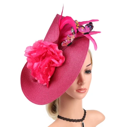 Cocktail Hat with Floral and Butterfly Decor - Image 6