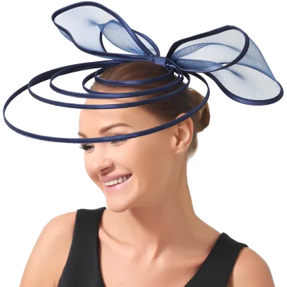 Large Bow Fascinator with Multilayered Decor - Image 9