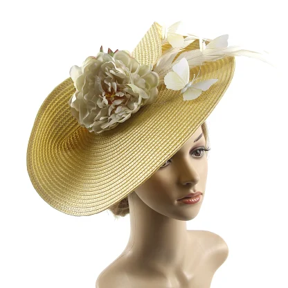 Cocktail Hat with Floral and Butterfly Decor - Image 4