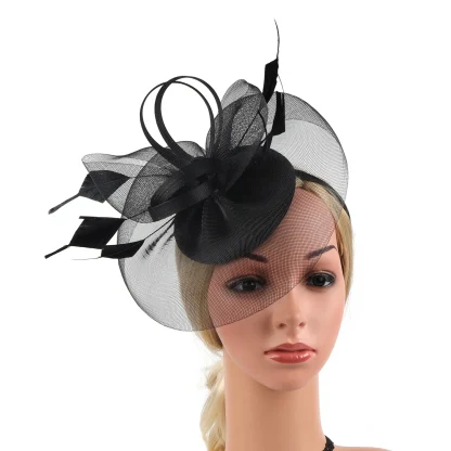 Mesh Fascinator with Faux Feather Design - Image 14