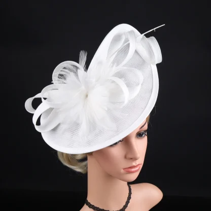 Large Mesh Cocktail Hat with Solid Color - Image 2