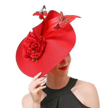 Cocktail Hat with Floral and Butterfly Decor