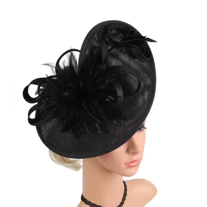 Large Mesh Cocktail Hat with Solid Color - Image 4