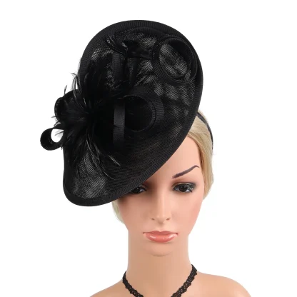 Large Mesh Cocktail Hat with Solid Color - Image 3