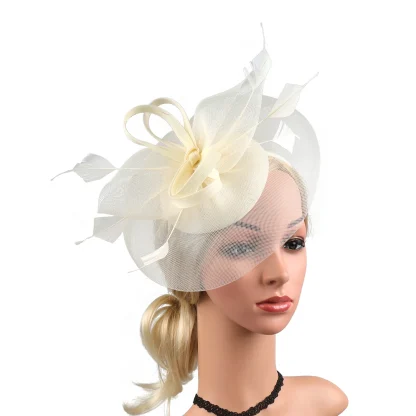 Mesh Fascinator with Faux Feather Design - Image 3