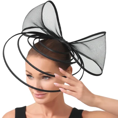 Large Bow Fascinator with Multilayered Decor - Image 8