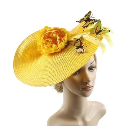 Cocktail Hat with Floral and Butterfly Decor - Image 2