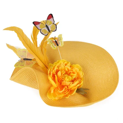 Cocktail Hat with Floral and Butterfly Decor - Image 13