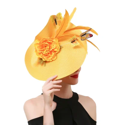 Cocktail Hat with Floral and Butterfly Decor - Image 7